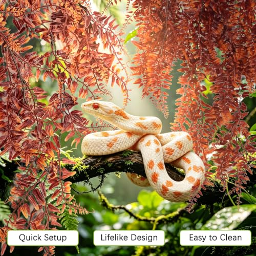 Hamiledyi Reptile Plants 2 Pcs Hanging Terrarium Plants Fake Plant Reptile Tank Accessories for Leopard Gecko Bearded Dragon, Snake, Lizard Habitat (Red) - color: 2 Pcs Red Reptile Plants