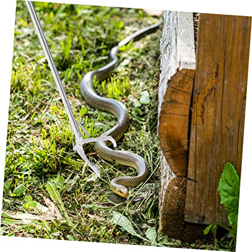 Stainless Steel Snake Catcher Tongs Snake Grabber Tool with Wide Jaw for Handling and Catching Reptiles Ideal Snake Hook for Outdoor Use