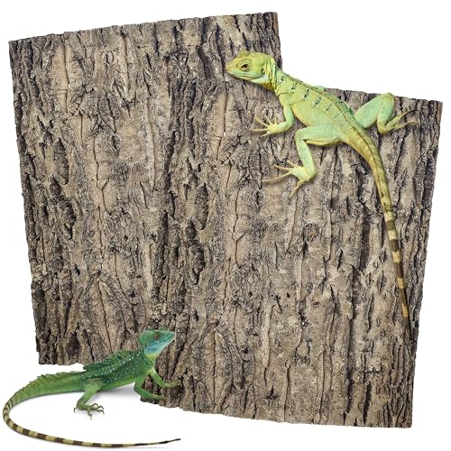 2PCS Cork Terrarium Background 9.84x11.8in Natural Cork Large Bark Backdrop Reptile Climbing Mat Habitat Decor for Spider Lizard Chamelon Turtle Beared Dragon