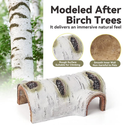 Natural Reptile Hide Basking Platform, Birch Tree Bark Trunk Habitats Decor | Reptile Hides and Caves, Aquarium Decoration Wood for Lizard Geckos Snake Spiders Frogs Turtle Shrimp Betta