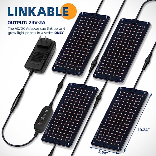 Barrina Grow Lights Panel for Indoor Plants, 4 x 10W Ultra-Thin Plant Light | Full Spectrum, with 3/6/12H Auto On/Off Timer, 8 Dimmable Levels, 3 Spectrum Modes, for Greenhouse, Seedlings, 4 Packs - size: 4 Pack