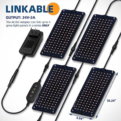 Barrina Grow Lights Panel for Indoor Plants, 4 x 10W Ultra-Thin Plant Light | Full Spectrum, with 3/6/12H Auto On/Off Timer, 8 Dimmable Levels, 3 Spectrum Modes, for Greenhouse, Seedlings, 4 Packs - size: 4 Pack