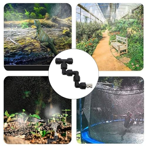 Reptile Mister Nozzles, 360 Degree Adjustable Reptile Cooling System Nozzles, Fine Mist Spray for Rainforest Tank Greenhouse Courtyard, Durable Plastic and Copper Construction with