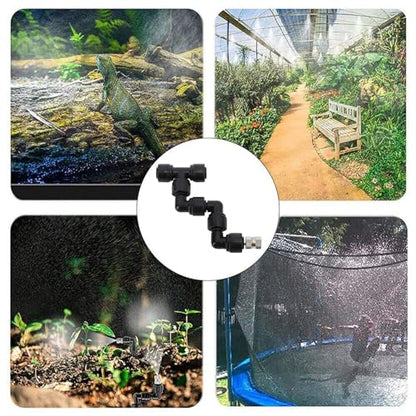 Reptile Mister Nozzles, 360 Degree Adjustable Reptile Cooling System Nozzles, Fine Mist Spray for Rainforest Tank Greenhouse Courtyard, Durable Plastic and Copper Construction with