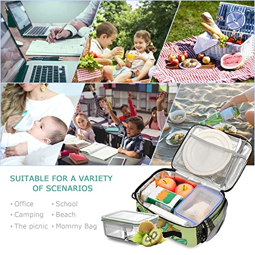 Snakes Lizard Chameleon and Turtle Animal Lunch Bag, Cooler Lunch Tote Box Insulated Lunch Bags Food Container for Men Women Kids