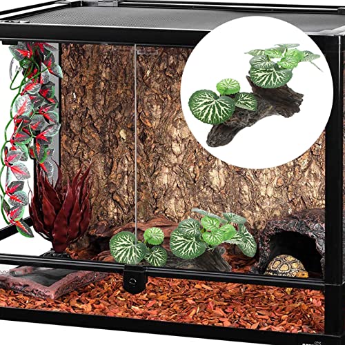 Ipetboom Fish Tank Plant Reptile Corner Branch Resin Climbing Tree Branch with Leaves Terrarium Plant Branches Fish Turtle Tank Decor for Snake Bearded Dragon Lizard Frog - size: Medium
