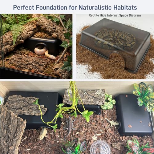 2 Pcs 12in Durable Large Reptile Hide, Ball Python Hide, Leopard Gecko Hide, Bearded Dragon Hide, Easy to Clean Reptile Cave for Tank, Snake Hide Large Enclosure (12" x 8.3" x 2.8" X-Large) - size: X-Large (2-Pack)