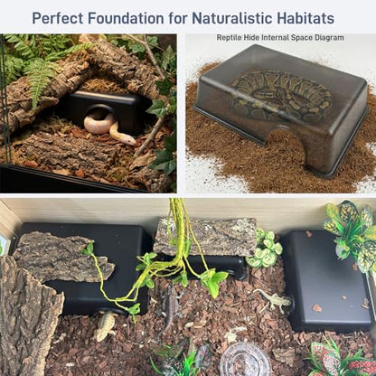2 Pcs 12in Durable Large Reptile Hide, Ball Python Hide, Leopard Gecko Hide, Bearded Dragon Hide, Easy to Clean Reptile Cave for Tank, Snake Hide Large Enclosure (12" x 8.3" x 2.8" X-Large) - size: X-Large (2-Pack)