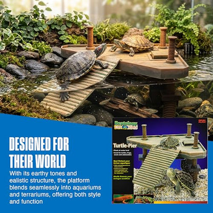 Penn-Plax Reptology Turtle Pier and Basking Platform, Medium - Adjust Height Up to 12 In - Floats at Water Level -Easy Ramp Access for Turtles, Frogs & Reptiles in Aquariums or Terrariums, 11.5x9.5 In - style: Turtle Pier - Medium