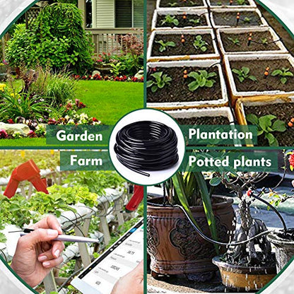 400FT 1/4” Drip Irrigation Tubing, 7mm OD x 4mm ID Hose, Black | Durable UV-Resistant Hose, Compatible with 1/4" Barbed Tees, Micro-Emitters & Misters for Home Garden Watering Systems - size: 400FT