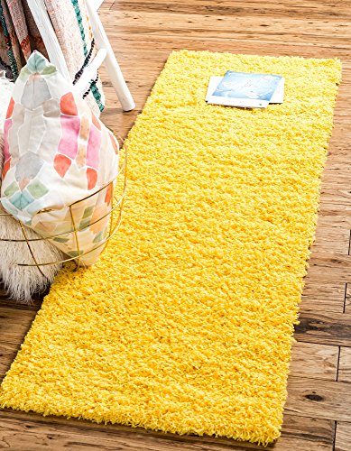 Unique Loom Solid Shag Collection Area Rug (2' x 6' 5" Runner, Tuscan Sun Yellow) - color: Tuscan Sun Yellow, size: 2' x 6'5" (Runner)