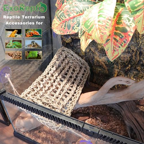 Bearded Dragon Hammock Lizard Tank Accessories Reptile Lounger Amphibian Habitat Décor for Chameleon, Geckos, Snakes, Hermit Crab, Lguana Reptiles, Tortoises - size: 30"+16"
