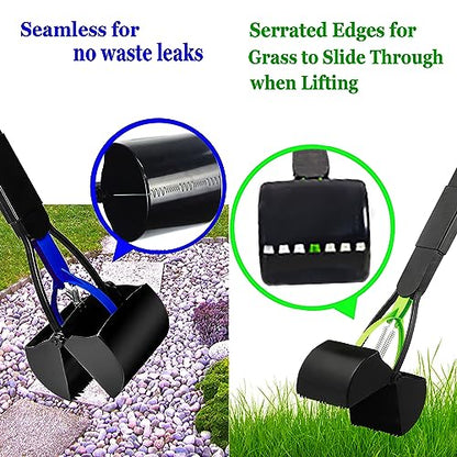 2-Piece ofPooper Scooper for Large Small Dogs Heavy Duty, Long Handle Poop Scoop for Yard, Grass, Gravel, Dog Poop Grabber with High Strength Material and Durable Spring - size: 2 Piece(28-inch length)