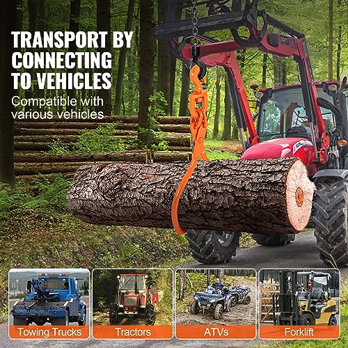 VEVOR Log Skidding Tongs, 18 inch 2 Claw Log Lifting Tongs, Heavy Duty Rotating Steel Lumber Skidding Tongs, 772 lbs/350 kg Loading Capacity, Log Lifting, Handling, Dragging & Carrying Tool - style: 18in-Swivel