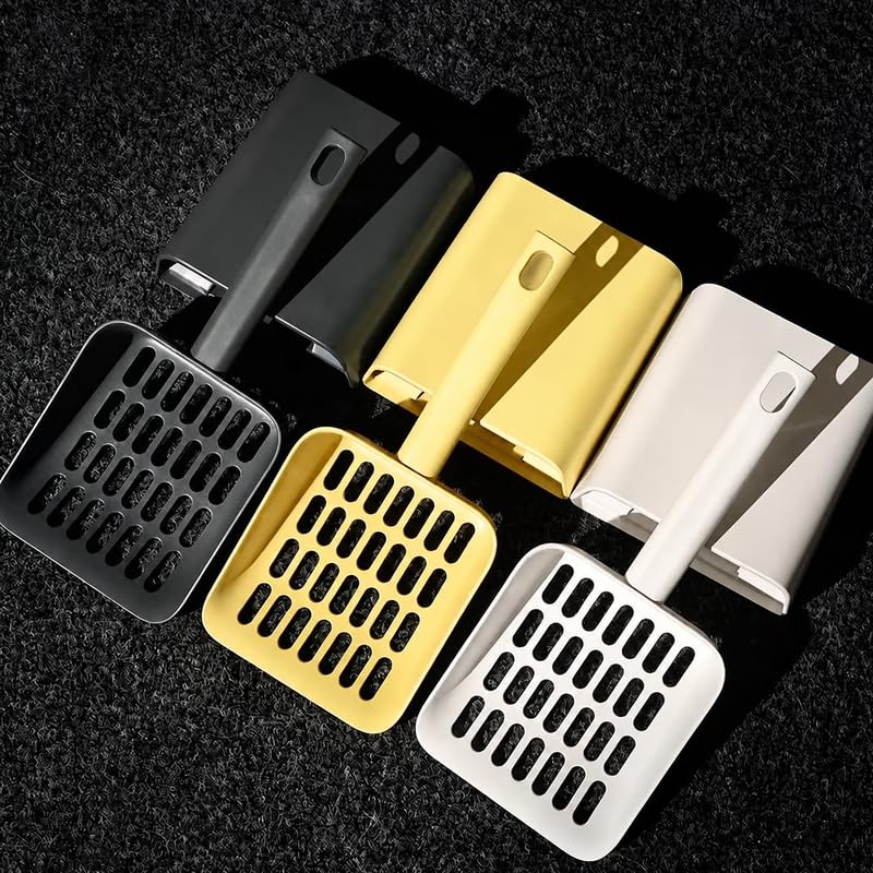 2 in 1 Cat Litter Scoop with Holder Stand Cat Stuff Cat Scooper for Litter Box Cat Accessories Cat Supplies Kitty Yellow - color: L-Yello