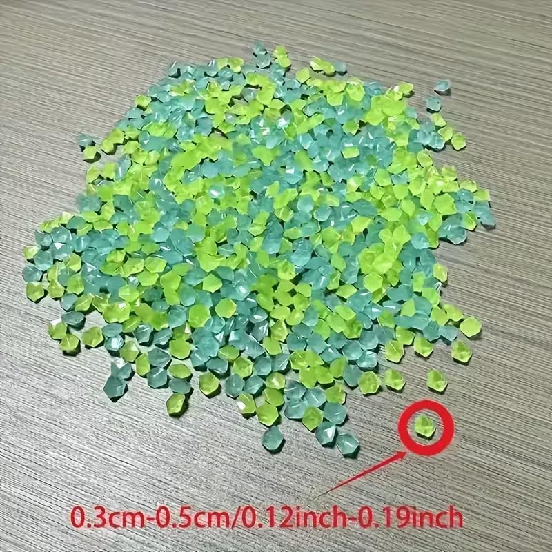 3000PCS Glow in The Dark Rocks for Fish Tank Aquarium Glow Gravel Stones for Pond Walkway Garden Landscape Outdoor Decor Luminous Pebbles for DIY Crafts 3-5mm Blue Green