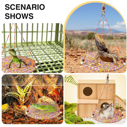 Reptile Hammock, Reptile Hammock Swing Hanging Bed for Bearded Dragon Lizard Snake Gecko Chameleon Parrot Hamster Small Pets （9.8"*17.7" Multicolor） - color: Multicolor