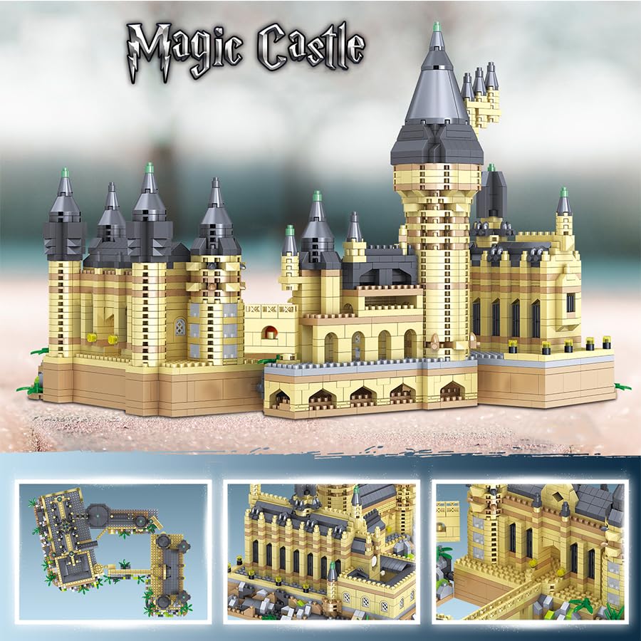 3000+PCS Micro Mini Hog Magic Castle Building Blocks Toys set with tweezers | Creative Ideals HC Tower Building Bricks Set,High difficulty, long assembly time,incompatible,Present for 14+ Kids or Adults - style: HC Castle