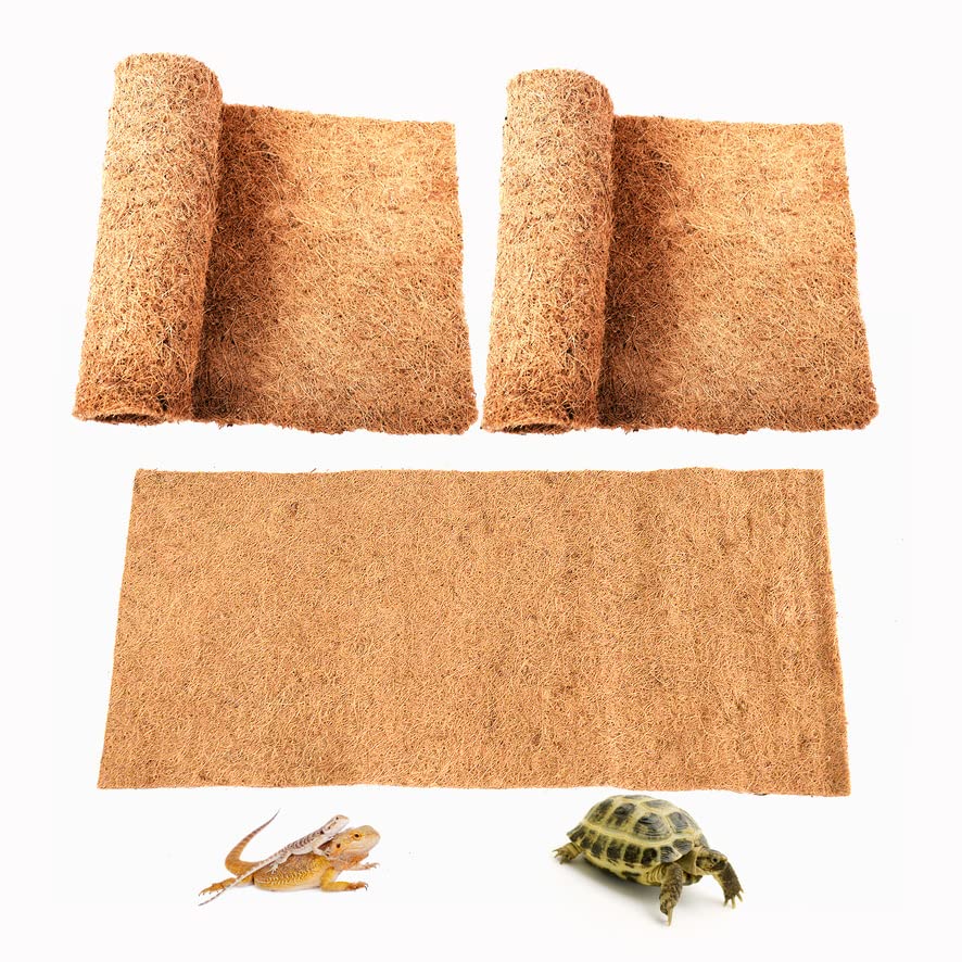 Reptile Carpet Natural Coconut Fiber, 36" x 18" Tortoise Carpet Mat for Pet Terrarium Liner, Reptile Bedding Supplies for Lizard, Snake, Chameleon, Turtle, Bearded Dragon (2 Pack) - size: 36"x18" 2pack