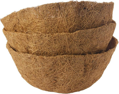 3 PCS 10 Inch Round Coco Liners Hanging Basket 100% Natural Replacement Coconut Fiber Liner for Garden Flower Pot Vegetables Herbs - size: 10 Inch Round